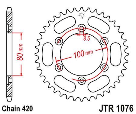 JT ZĘBATKA TYLNA 4429 52 RIEJU 50 SPIKE '02-05', TANGO '03-05' (442952JT) (ŁAŃC.420)