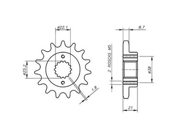 VAZ ZĘBATKA PRZEDNIA 2079 15 CAGIVA ELEFANT 900 I.E. '93-'97 (JTF739.15) (ŁAŃC. 530)