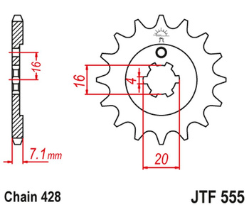 JT ZĘBATKA PRZEDNIA 555 13 YAMAHA DT 80 LC1/LC2 '83-'95, TZR 80 '92-'95 (55513JT) (ŁAŃC. 428)