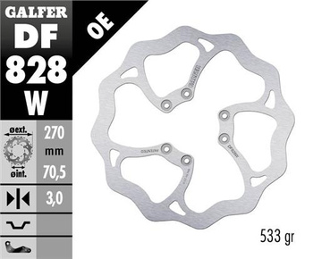 GALFER TARCZA HAMULCOWA PRZÓD TM RACING EN 125/250/450/530 '04-14, EN 125/300 '15-21, MX 125-530 '05- (270X70,5X3MM) (6X6,5MM) WAVE