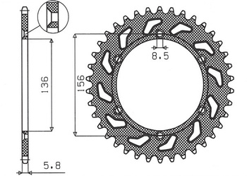SUNSTAR ZĘBATKA TYLNA 702 49 HUSQVARNA SMS 125 '01-12, SUZUKI DR 250 (90-03) (JTR822.49) (ŁAŃC. 520) (70249JT)