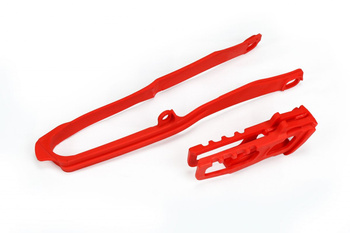 UFO KOMPLET ŚLIZG + PROWADNICA ŁAŃCUCHA HONDA CRF 250R/RX '18-21, CRF 450R/RX '17-18, KOLOR CZERWONY