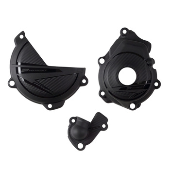 POLISPORT ZESTAW OSŁONA POKRYWY (DEKLA) ALTERNATORA ORAZ OSŁONA POKRYWY SPRZĘGŁA I OSŁONY POMPY WODY KTM SX-F 250/350 '23-'24; XC-F 250/350 '23-'23; HUSQVARNA FC 250/350 '23-'24; FX 350 '23-'24 KOLOR CZARNY