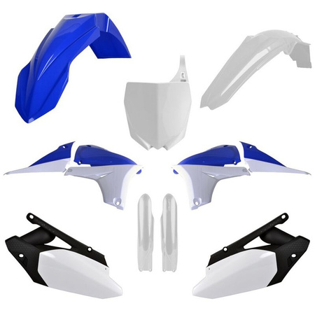 POLISPORT KOMPLET PLASTIKÓW (FULL KIT) YAMAHA YZ 450F '10-'13 W ZESTAWIE TABLICA PRZEDNIA (8678400001) I OSŁONY AMORTYZARORÓW (8352000001) KOLOR NIEBIESKO BIAŁY OEM