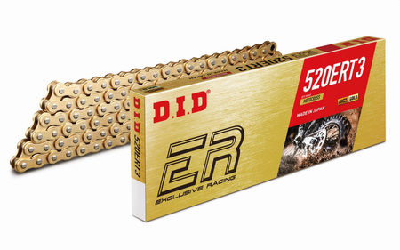DID 520ERT3G&G-108 ŁAŃCUCH ZŁOTY / ZŁOTY (108-OGNIW) BEZ O-RINGÓW (OTWARTY + ZAPINKA) - ZASTĘPUJE 520ERT2