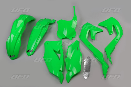 UFO KOMPLET PLASTIKÓW KAWASAKI KXF 250 '21-24, KXF 450 '19-23 KOLOR ZIELONY FLUO (KA227AFLU)
