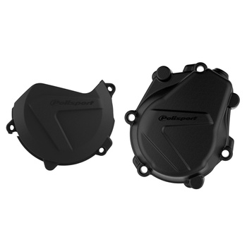 POLISPORT ZESTAW OSŁONA POKRYWY (DEKLA) ALTERNATORA ORAZ OSŁONA POKRYWY SPRZĘGŁA KTM EXC-F/XC-F 450 '16-'22; HUSQVARNA FC 450 '16-'18 KOLOR CZARNY (846700001+8460400001)