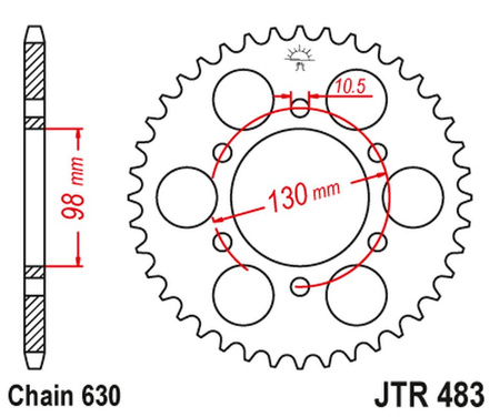 JT ZĘBATKA TYLNA 483 33 KAWASAKI Z 900 '73-76' (48333JT) (ŁAŃC.630)