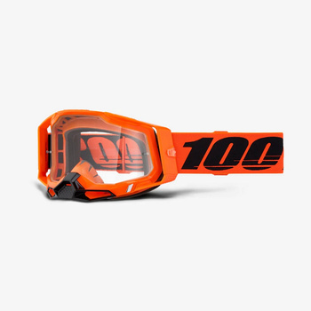 WYPRZEDAŻ 100 PROCENT GOGLE MODEL RACECRAFT 2 NEON ORANGE - CLEAR LENS KOLOR POMARAŃCZOWY/CZARNY SZYBA PRZEŹROCZYSTA