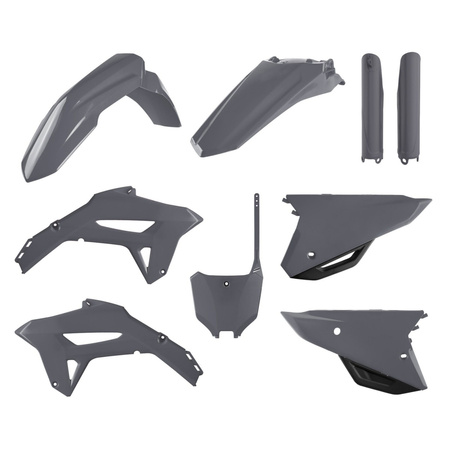 POLISPORT KOMPLET PLASTIKÓW (FULL KIT) HONDA CRF 250R '22-'24; CRF 450R '21-'24 W ZESTAWIE TABLICA PRZEDNIA (8670700004) I OSŁONY AMORTYZARORÓW (8351900005) KOLOR SZARY (NARDO GRAY)