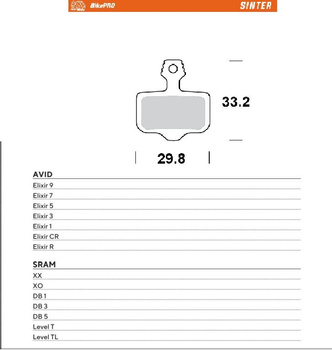 MOTO-MASTER WYPRZEDAŻ BIKE PRO KLOCKI HAMULCOWE ROWEROWE SINTER METALICZNE PASUJE DO AVID ELIXIR 9 / 7 / 5 / 3 / 1 / CR / R, SRAM XX, XO,DB1,DB 3, DB 5, LEVELT, LEVEL TL