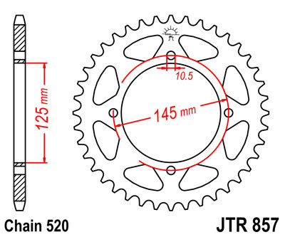 JT ZĘBATKA TYLNA 857 37 YAMAHA XT 600 '83-94 (JTR857.37) (ŁAŃC. 520) - PATRZ 458837JT (JTR1857.37)