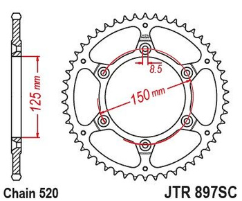 JT ZĘBATKA TYLNA KTM EXC-F (EXCF) 350 / SIX DAYS '24, SMR 450 '23-'24, 690 R ENDURO '19-'24, HUSQVARNA 701 ENDURO '17-'24, FE 350 '24, FS 450 '23-'24, GAS GAS EC 350 F '24, ES 700 '22-'24 (JTR879.46)* (ŁAŃC. 520)