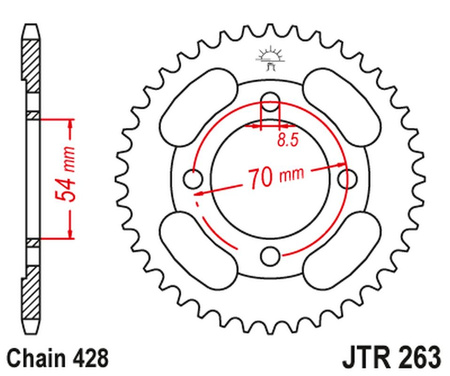 JT ZĘBATKA TYLNA 263 42 HONDA CT 100 '86-94'; PEUGEOT 110 VOX '13', KYMCO 110/125/150 (26342JT) (ŁAŃC.428) NA ZAMÓWIENIE