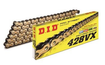 DID ŁAŃCUCH NAPĘDOWY 428VXGB-128 (128 OGNIW) O-RING ZŁOTY (OTWARTY + ZAKUWKA)