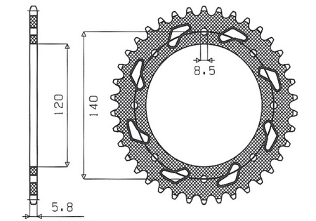 SUNSTAR ZĘBATKA TYLNA 491 46 KAWASAKI KLE 500 '91-07 (JTR487.46) (ŁAŃC. 520) (49146JT)