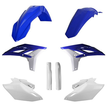 POLISPORT KOMPLET PLASTIKÓW (FULL KIT) YAMAHA WR 450F '12-'15 W ZESTAWIE OSŁONY AMORTYZARORÓW (8398200001) KOLOR NIEBIESKO BIAŁY OEM