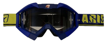 ARIETE GOGLE RIDING CROWS BASIC KOLOR GRANATOWY/NIEBIESKI/ŻÓŁTY, SZYBKA ANTI FOG, ANTI SCRATCH, UV, ROLL-OFF READY, GĄBKA 2 WARSTWOWA