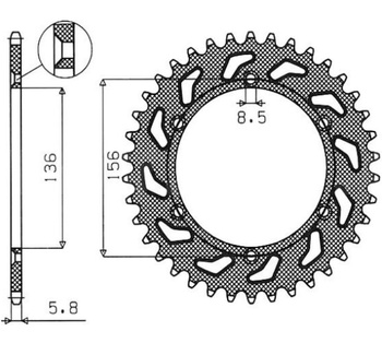 SUNSTAR ZĘBATKA TYLNA 702 41 HUSQVARNA SM 610 (08-09), SUZUKI DR350 (90-03), RGV 250 (91-96) (JTR822.41) (ŁAŃC. 520) (70241JT)