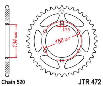 JT ZĘBATKA TYLNA 473 40 KAWASAKI Z 200 '77-83', Z 250 '81-83' (47340JT) (ŁAŃC.520)