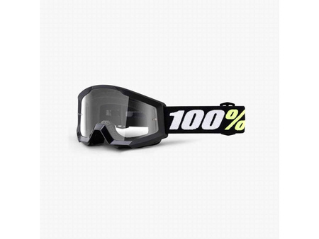 100 PROCENT GOGLE MODEL STRATA MINI BLACK JUNIOR / KID / DZIECIĘCE KOLOR CZARNY SZYBKA PRZEŹROCZYSTA ANTI-FOG STARY KOD 50600-001-02