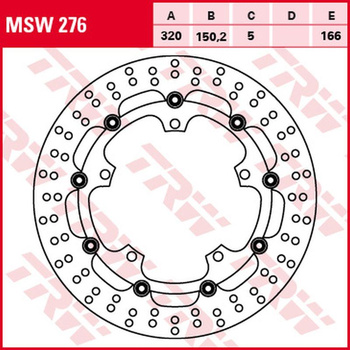 TRW ZF TARCZA HAMULCOWA PRZÓD TRIUMPH SPEED 1050 '15-'16, SPEED TRIPLE 1050 '08-, SPRINT GT 1050 '10-'13, TROPHY 1200 '13-'17 (320X150X5MM)