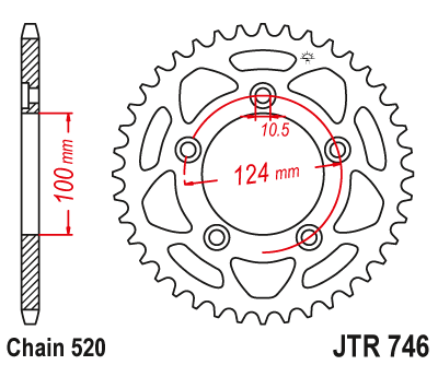 JT ZĘBATKA TYLNA 4444 39 DUCATI SCRAMBLER 1100 '18-'19 (444439JT) (ŁAŃC.520)