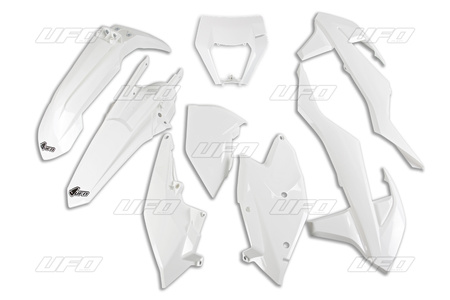 UFO KOMPLET PLASTIKÓW KTM EXC/EXC-F TPI '17-'19 Z OSŁONĄ LAMPY KOLOR BIAŁY (KT523E047)