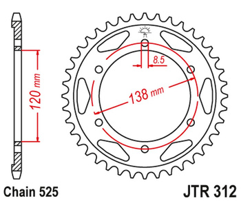 JT ZĘBATKA TYLNA 253 38 HONDA VFR 750 '88-'92, VFR 400 '90-'93 (25338JT) (ŁAŃC. 525) NA ZAMÓWIENIE
