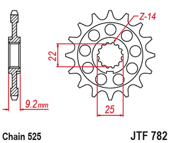 JT 2024/03 ZĘBATKA PRZEDNIA 2129 16 BENELLI LEONCIO 800 '22-'23, TORNADO 900 '02-'08, TNT 1130 '04-'11, TRE 1130 K '11-'17 (212916JT) (ŁAŃC. 525) (OEM: 210186090000)