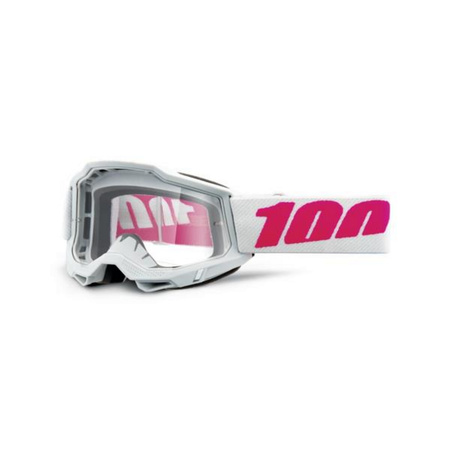100 PROCENT GOGLE MODEL ACCURI 2 KEETZ - CLEAR LENS - KOLOR BIAŁY/RÓŻOWY SZYBKA PRZEŹROCZYSTA