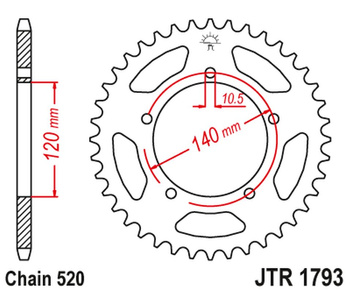 JT ZĘBATKA TYLNA 4397 42 TRIUMPH 865 BONEVILLE/THRUXTON '15-'16, SCRAMBLER '16-'17 (439742JT) (ŁAŃC. 520)