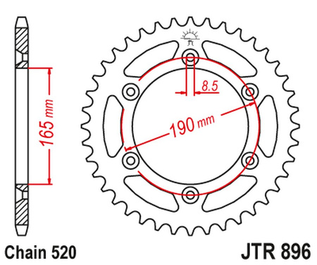 JT ZĘBATKA TYLNA 896 45 KTM 600 LC4 ENDURO (88-89) (89645JT) (ŁAŃC. 520)