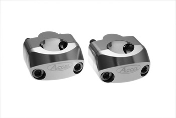 ACCEL MOCOWANIE/PODWYŻKI KIEROWNICY (DÓŁ-22,2/GÓRA-22,2MM) WYS. 20MM KOLOR SREBRNY (BM-34SV22/22)