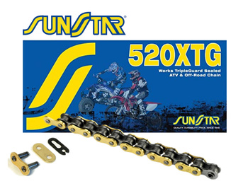 SUNSTAR ŁAŃCUCH NAPĘDOWY 520XTG-118G OFF ROAD DO 750 CCM (TG RING) KOLOR ZŁOTY OTWARTY + ZAPINKA (520XTG118G) - MADE IN JAPAN - OFERTA SPECJALNA