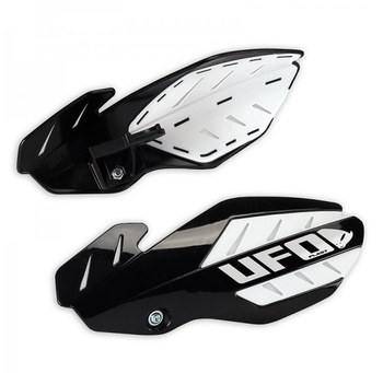 UFO OSŁONY RĄK (HANDBARY) FLAME HUSQVARNA TC/TE 125 '14-'20, FC '16-'20 KOLOR CZARNY/BIAŁY (Z MOCOWANIAMI)