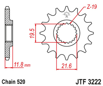 JT ZĘBATKA PRZEDNIA POLARIS 250/300/350/400/425 '89-99' (ŁAŃC. 520)