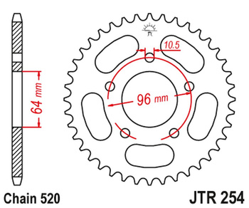 JT ZĘBATKA TYLNA 254 45 HONDA CBF 250 '04-'07 (25445JT) (ŁAŃC. 520)