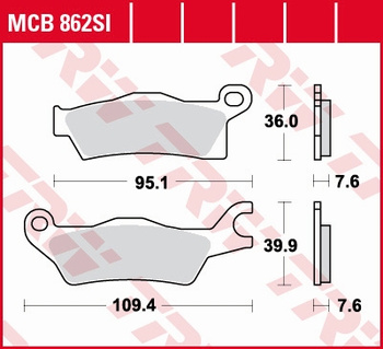 TRW ZF KLOCKI HAMULCOWE KH618 SPIEK METALICZNY SINTER OFFROAD CAN-AM OUTLANDER 800 / 1000 12-, RENEGADE 1000 12-, LEWY PRZÓD