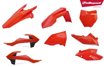 POLISPORT KOMPLET PLASTIKÓW (FULL KIT) KTM SX/SX-F '16-'18 W ZESTAWIE TABLICA PRZEDNIA (8666400006) I OSŁONY AMORTYZATORÓW (8398600010) KOLOR POMARAŃCZOWY FLUO