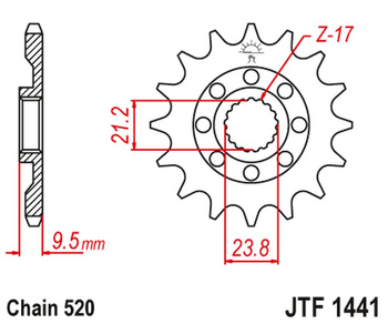 JT ZĘBATKA PRZEDNIA 2133 15 SUZUKI RMZ 450 '05-'12 (213315JT) (ŁAŃC. 520)