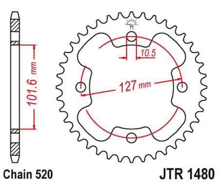 JT ZĘBATKA TYLNA 4480 38 POLARIS 450 OUTLAW '08-10', 500 PREDATOR '03-07', 525 OUTLAW '08-10' (448038JT) (ŁAŃC.520)