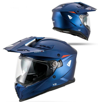 UFO 2026/01 KASK COSMOS OFFROAD / DUAL / TOURER / CROSSOVER Z SZYBĄ, DASZKIEM I BLENDĄ PRZECIWSŁONECZNĄ KOLOR NIEBIESKI/CZERWONY ROZMIAR L ( ECE 22R06 ) - KOLEKCJA 2026
