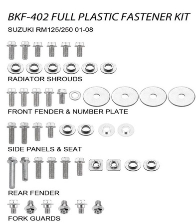 ACCEL KOMPLET ŚRUB DO PLASTIKÓW SUZUKI RM 125/250 '01-08 (BKF-402)