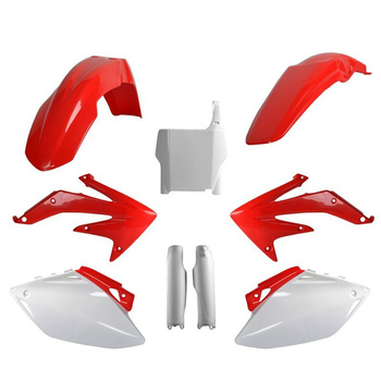 POLISPORT KOMPLET PLASTIKÓW (FULL KIT) HONDA CRF 450R '07 W ZESTAWIE TABLICA PRZEDNIA (8661900001) I OSŁONY AMORTYZARORÓW (8351700001) KOLOR CZERWONO BIAŁY OEM