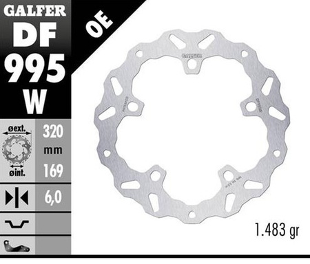 GALFER TARCZA HAMULCOWA PRZÓD HARLEY-DAVIDSON (320X169X6) (WAVE) (PATRZ OPIS)
