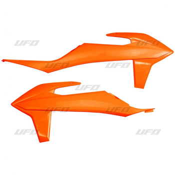 UFO OSŁONY CHŁODNICY KTM SX/SXF(SX-F) 125/150/250/350/450 '19-'22, EXC 125 '20-'21, EXC/EXCF(EXC-F) 150/250/300/350/450/500 TPI '20-2023 KOLOR POMARAŃCZOWY FLUO
