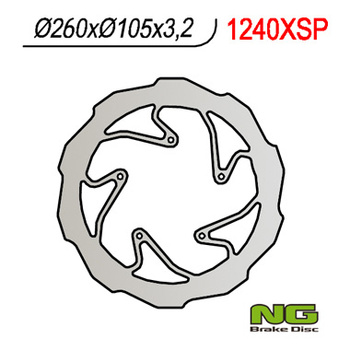 NG TARCZA HAMULCOWA PRZÓD BMW G 450X '08-'11 (260X105X3,2) WAVE (5X6,00MM)