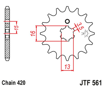JT ZĘBATKA PRZEDNIA 415 14 YAMAHA RD 80 MX '81-82' (41514JT) (ŁAŃC. 420)