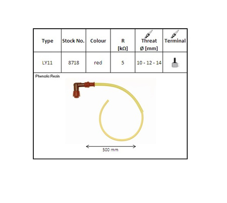 NGK FAJKA NA ŚWIECE EBONITOWA KĄTOWA (90) PRZEWÓD 50 CMM KOLOR CZERWONY (NR 8718)
